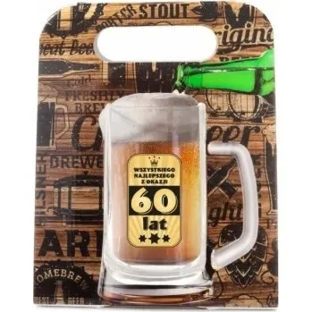 Sklenice SILNÝ Pivní Sklenice, Dárek pro TÁTU, Strýčka, DĚDU, Muže k 60. Narozeninám