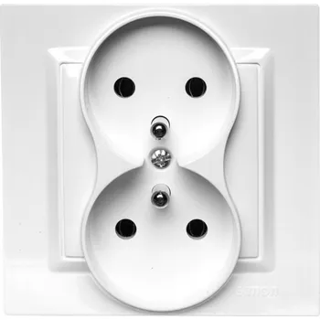 Elektrická zásuvka Simon 10 dvojitá zásuvka s uzemněním bílá CGZ2/11