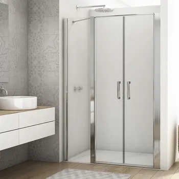 Sprchové dveře Ronal DIVERA D22T32 dvoukřídlé sprchové dveře 120 cm Šířka: 1200 mm, Profil: Aluchrom, Sklo: Hladké čiré