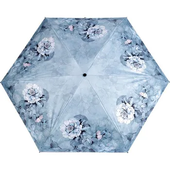 Deštník Dámský mini skládací deštník květy - 2 modrá ledová
