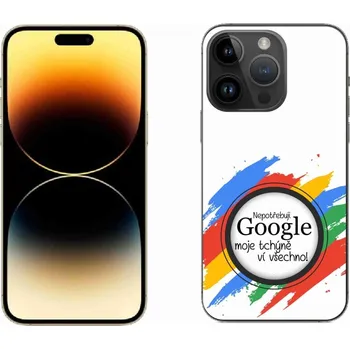 Pouzdro na mobilní telefon Gelový kryt mmCase na iPhone 14 Pro Max 6.7 - tchýně ví všechno bílé pozadí