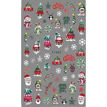 samolepka 3D Samolepky na nehty Zima sněhové vločky Vánoce Hvězdy Santy R22