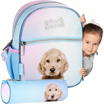 Set školních potřeb Szkolna wyprawka dla dziewczynki wyprawki szkolne zestaw dla przedszkolaka piórnik tuba mini plecak dziewczęcy wyprawka na wycieczki zestaw z plecakiem piórnik szkolny saszetka plecaczek mały z psem wyprawka szkolna dla malucha przedszkolne wyprawki dla n