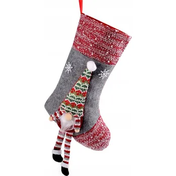 Obraz Vánoční punčocha na dárky Stoklasa 24x44 cm šedo-zelená