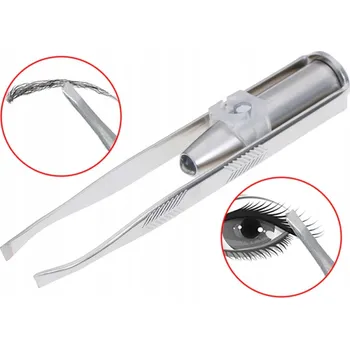 Kosmetická pinzeta Pinzeta pinzeta pro epilaci s LED, velká, rovná