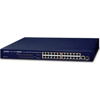 Příslušenství pro kamerový systém Planet FGSW-2511P PoE switch, 24x100Mb + 1x1Gb-TP/SFP, 24x PoE 802.3at do 190W, VLAN, ext.mod. 10Mb PoE@250m