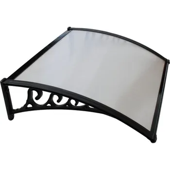 Stříška nad vchodové dveře Plastline Stříška 100x80 nad dveře černá s průsvitným polykarbonátem