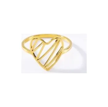 Prsten Prosperk Prsten ocelový zlatý Srdce Velikost prstenů: 6 (EU: 51-53) 18348/6 -
