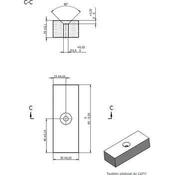 Magsy Neodymový magnet s otvorem pro šroub 80x30x20 mm, P VMM9H, 120°C