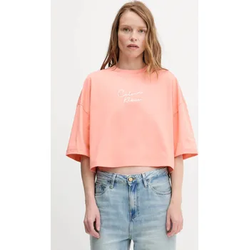 Dámské tričko Bavlněné tričko Calvin Klein Jeans dámské, oranžová barva, LV047C202G 32X, vel. XXS