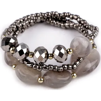 Náramek Pružný náramek sada 3 ks - 3 šedá hematit