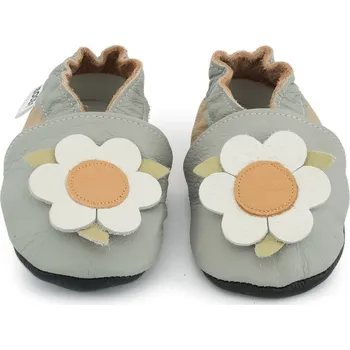 Capáčky EBOOBA Kožené capáčky s koženou podrážkou bílý květ 0-6 měsíců Šedá 18-19
