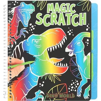 omalovánky Depesche Dino World – škrabací sešit Magic Scratch 15 × 13,5 cm