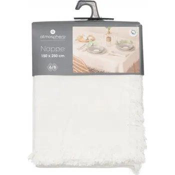 ubrus BAVLNĚNÝ UBRUS BÍLÝ S TŘÁSNĚMI 150 X 250 CM DO INTERIÉRU