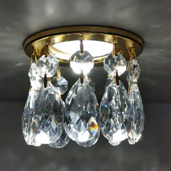 Stropní svítidlo halogenové skleněné zlaté křišťálové GU10