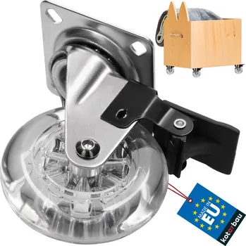 Pojezdové kolečko Nábytekové kolečko gumové pojízdné průhledné s brzdou 75 mm