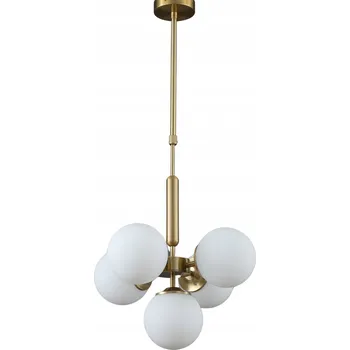 ZÁVĚSNÁ LAMPA STROPNÍ LUSTR KOULE zlatá MODERNÍ LED mléčná