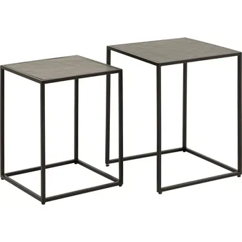 Konferenční stolek 2SET konferenční stolek MOUNTAIN SOUL 45/40 CM černá kamenná dýha