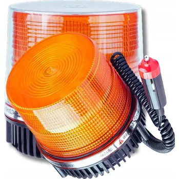 Maják VÝSTRAŽNÁ LED LAMPA STROBOSKOP KOHOUT MAGNET 12V/24V ORANŽOVÁ
