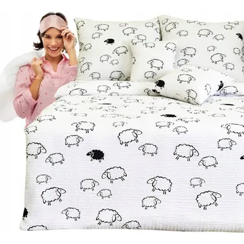 Povlečení Krepové povlečení 160x200 2x70/80 Ovečky Na Bílém Tlustá Kůra Polská Bavlna