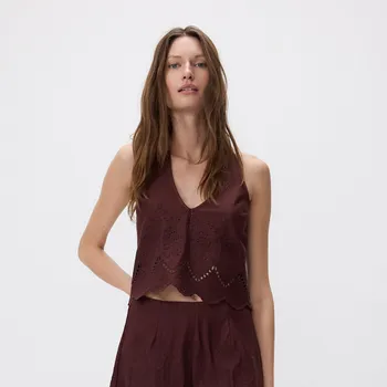 Reserved - Krajkový top s vázáním - hnědá - 446FS-88X - 446FS-88X-S