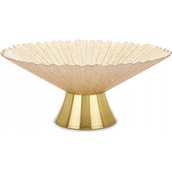Podnos skleněná glamour zlatá krémová dekorace stojan na ovoce a koláče