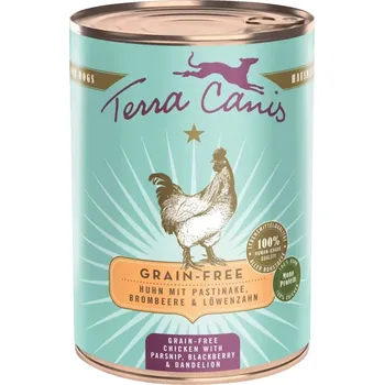 Krmivo pro psa Terra Canis bez obilovin s kuřecím masem, pastinákem, ostružinami a pampeliškou 6x400g