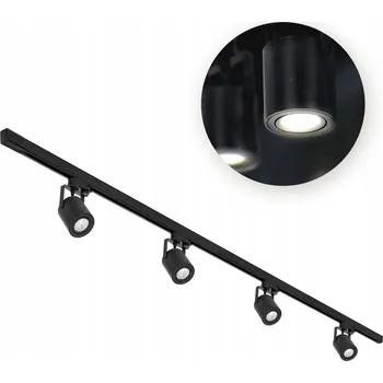 Bodové svítidlo Třífázový lištový systém 4x objímka GU10 + 2m lišta, černý komplet