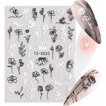 Samolepky 5D na nehty VÁNOČNÍ RŮŽE R11