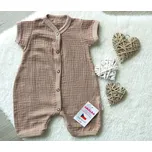 AMÁLKA Letní krátký overal mušelín, oříškový latté Velikost: 80-86