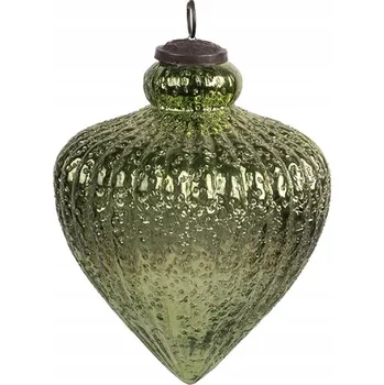 Vánoční dekorace Zelená skleněná vánoční koule na vánoční stromeček ve tvaru trojúhelníku s bublinkami Leonard