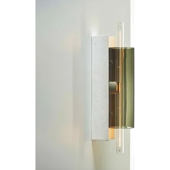 Nástěnné svítidlo Brokis Moderní válcové nástěnné svítidlo Overlay Wall M Barva skla: Transparentní matná, Povrch montury: Bílý beton PC01407_001