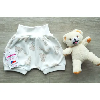 AMÁLKA Bavlněné kraťasy s náplety baggy, Méďa Velikost: 56-62