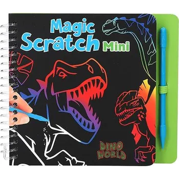 omalovánky Depesche Dino World – škrabací mini sešit Magic Scratch (10 × 10 cm)