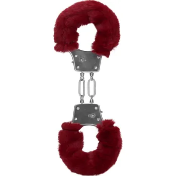 Ouch! by Shots Furry Metal Hand Cuffs - Red