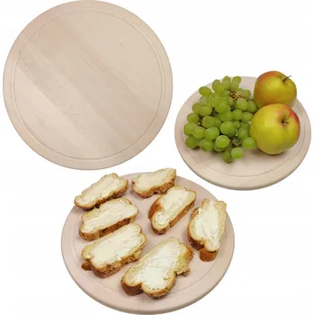 Kuchyňské prkénko DŘEVĚNÉ KRÁJECÍ A SERÍROVACÍ PRKÉNKO NA ZELENINY KULATÉ - 30 CM