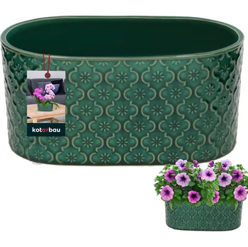 Květináč Elegantní keramický podlouhlý květináč tyrkysový 12x25 cm - 25 cm \ tyrkysová