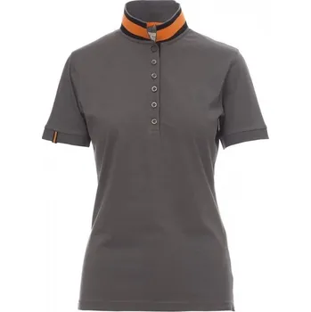Dámské tričko Payperwear Dámská polokošile Memephis s kontrastním límečkem na rubu Barva: šedá - oranžová - černá, Velikost: S