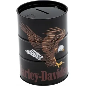 Pokladnička Harley-Davidson Pokladnička Sud s Olejem - Orel, Černá, Odnímatelné Víko