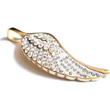 Přívěsek Steel Jewelry Přívěsek andělské křídlo gold s krystalky z chirurgické oceli PR171107 dárkové balení zdarma