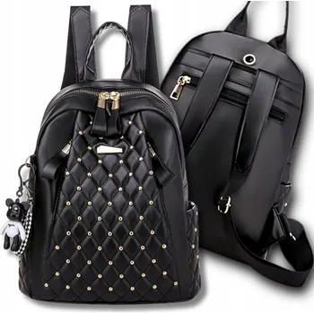 Městský batoh Batoh módní černý prošívaný dámský městský kožený elegantní školní