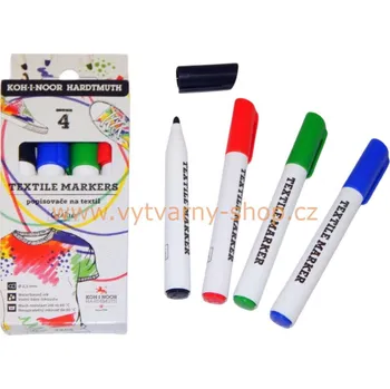 Výtvarná barva Koh-i-noor Sada 4 ks silných fixů na textil 2,5 mm