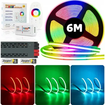 LED páska SADA 6M Neon LED pásek COB RGB 840 diod 15W 24V s dálkovým ovládáním a napájecím zdrojem