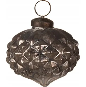 Vánoční ozdoba Skleněná vánoční ozdoba v šedé barvě s patinou ve tvaru šišky Doo