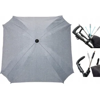 Stínicí technika Slunečník na kočárek světle šedý len čtvercový 62 cm UV50 PL