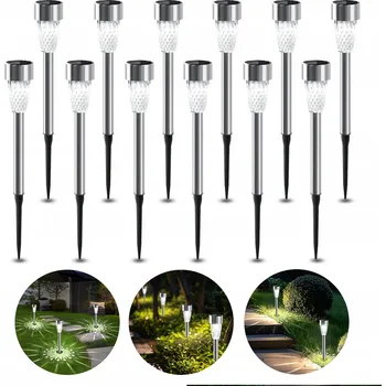 Venkovní osvětlení 12x LED Solární Zahradní Svítidlo INOX Zapichovací Sloupek Aigostar