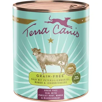 Krmivo pro psa Terra Canis bez obilovin, telecí maso s kořenovou petrželí, mangem a černým rybízem 12 × 800 g