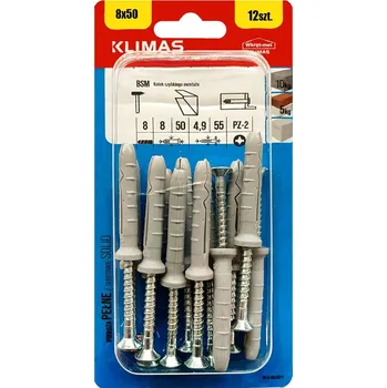 Vrták Rychloupínací hmoždinky 8x50 12 Ks