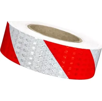 Výstražná páska DZL Reflexní samolepící páska 25m x 5cm Stříbrná + červené pruhy