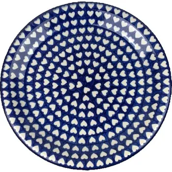 Talíř Talíř 26 cm Velký Mělký Jídelní D-10 Srdíčka Keramika Bolesławiec